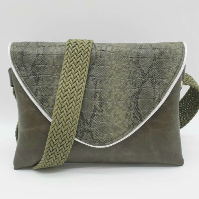 Sac pochette serpent kaki face 0