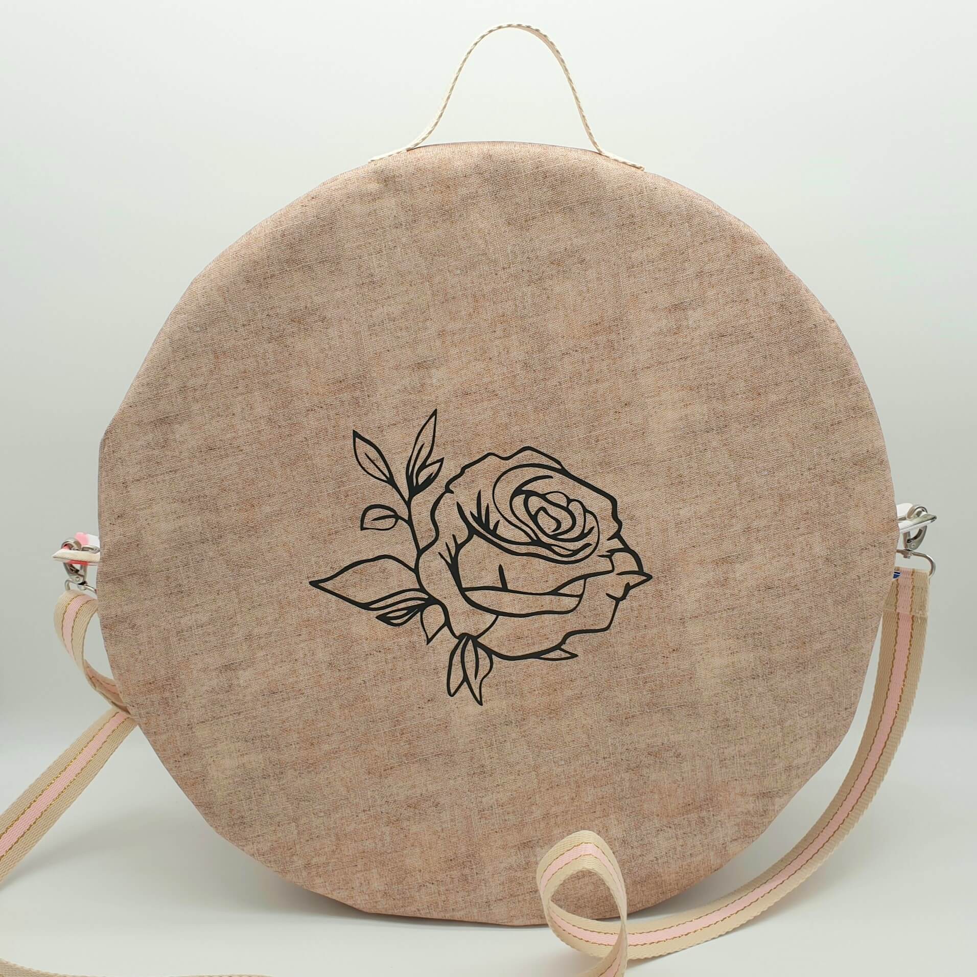 Sac bandoulière pour tambour chamanique rose 45cm dos