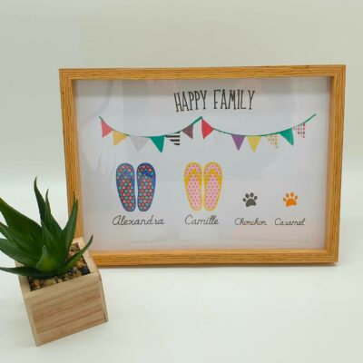 Cadre famille personnalisé bois clair