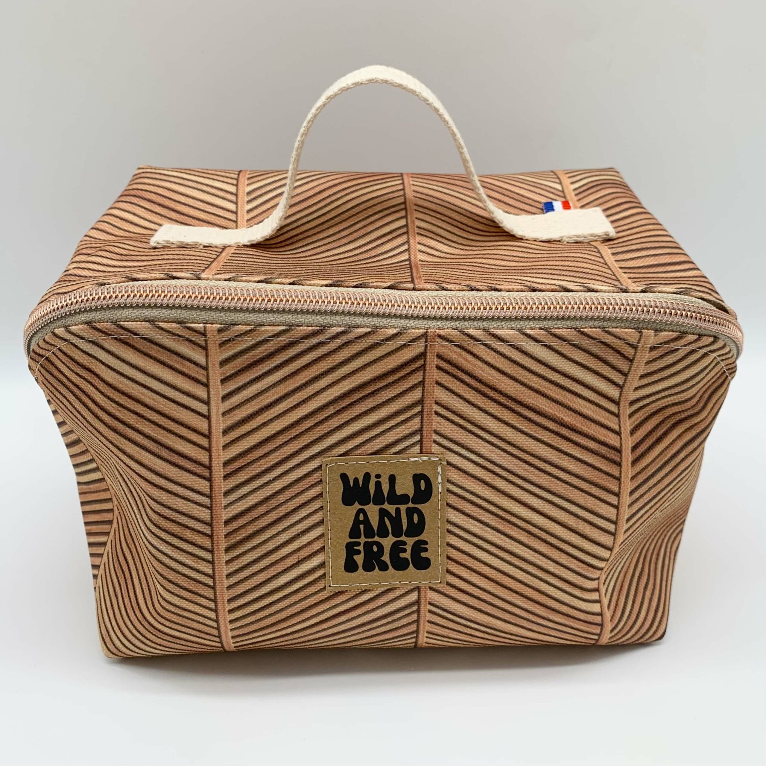Trousse de toilette grande ouverture effet bois face