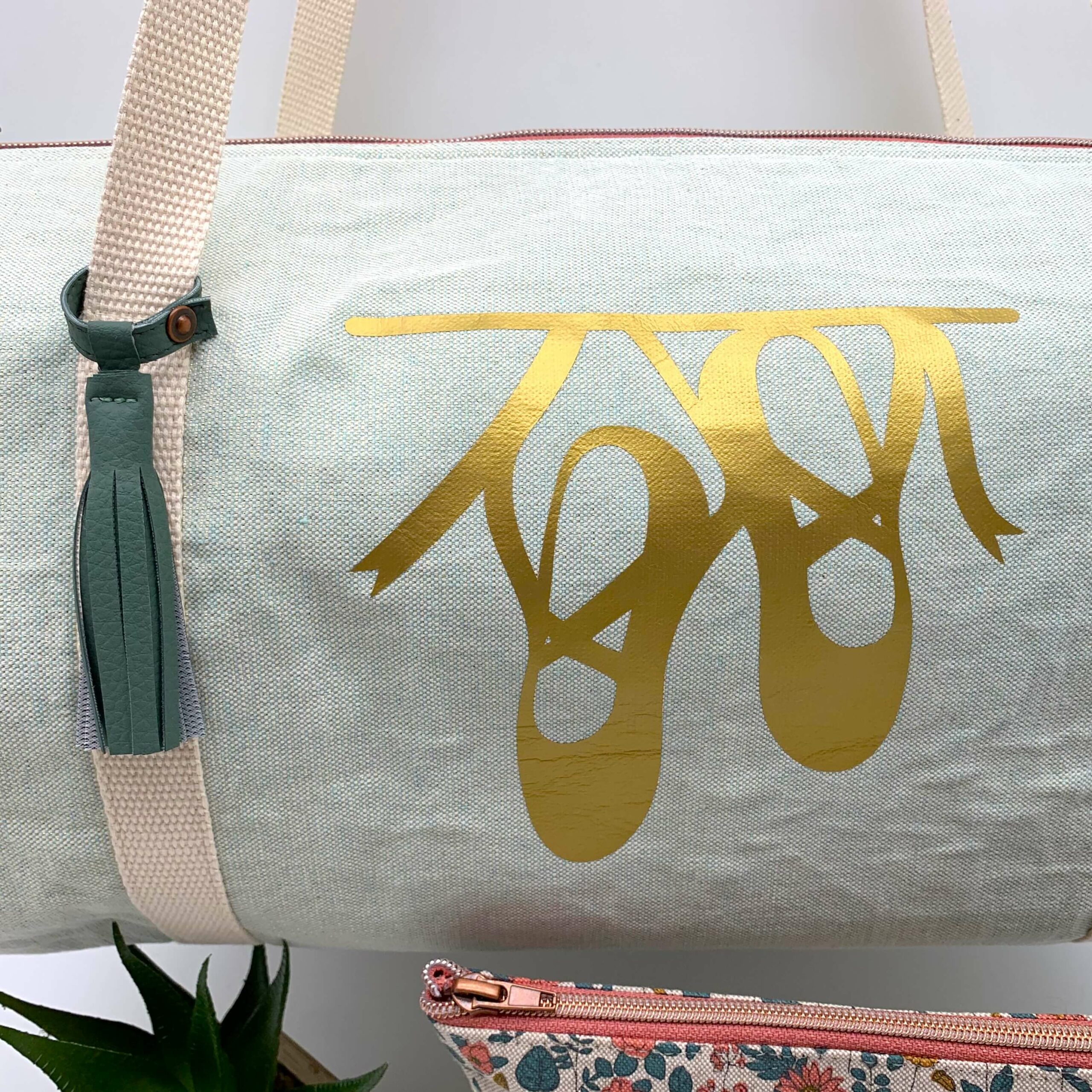 Sac de dance personnalisé menthe détail