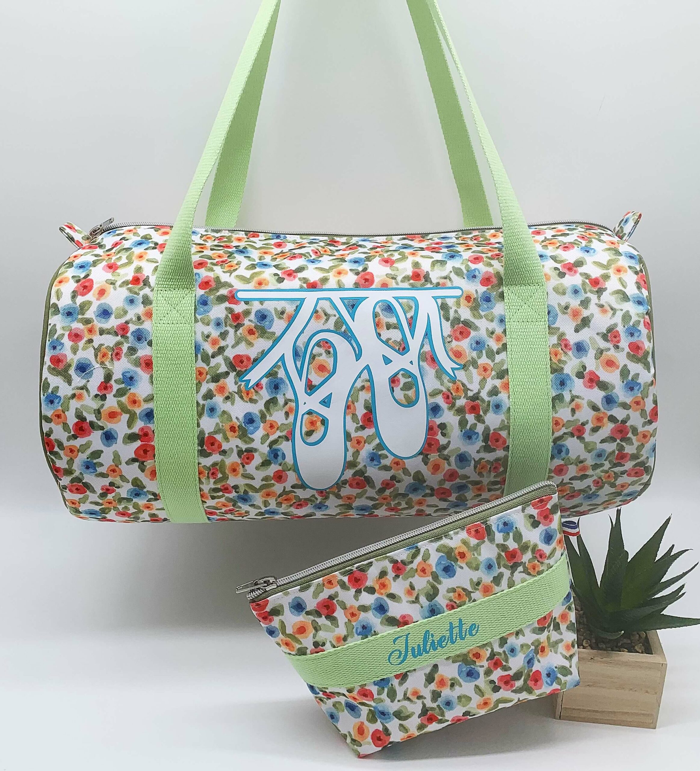 Sac de dance personnalisé fleuri face