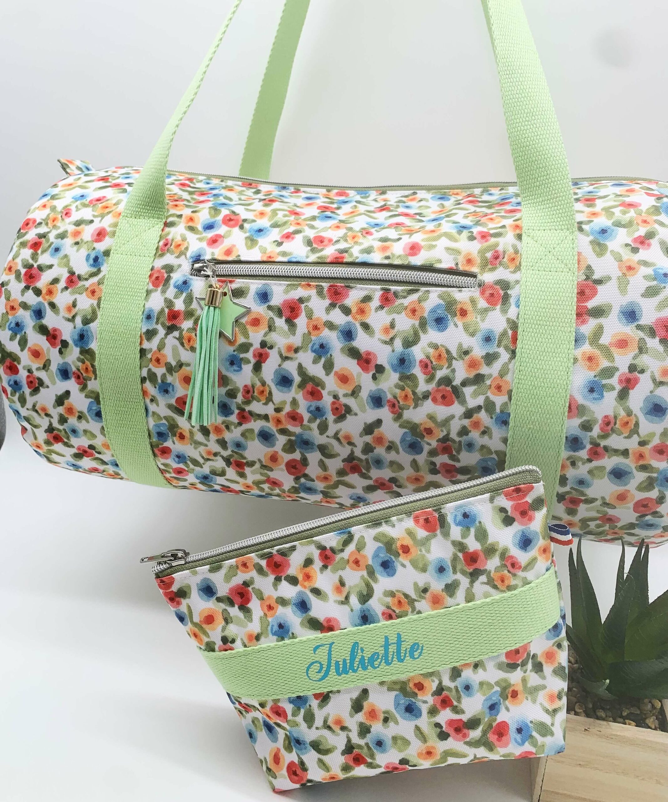 Sac de dance personnalisé fleuri poche zippée