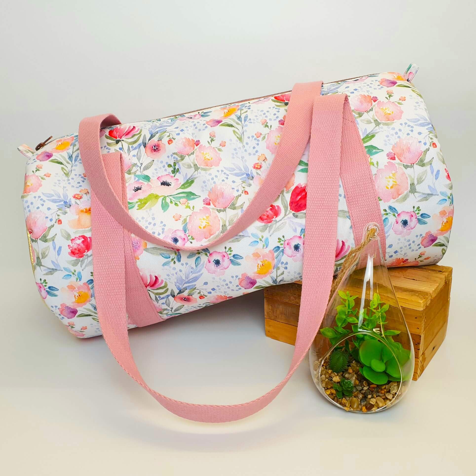 Sac de dance personnalisé fleuri vieux rose