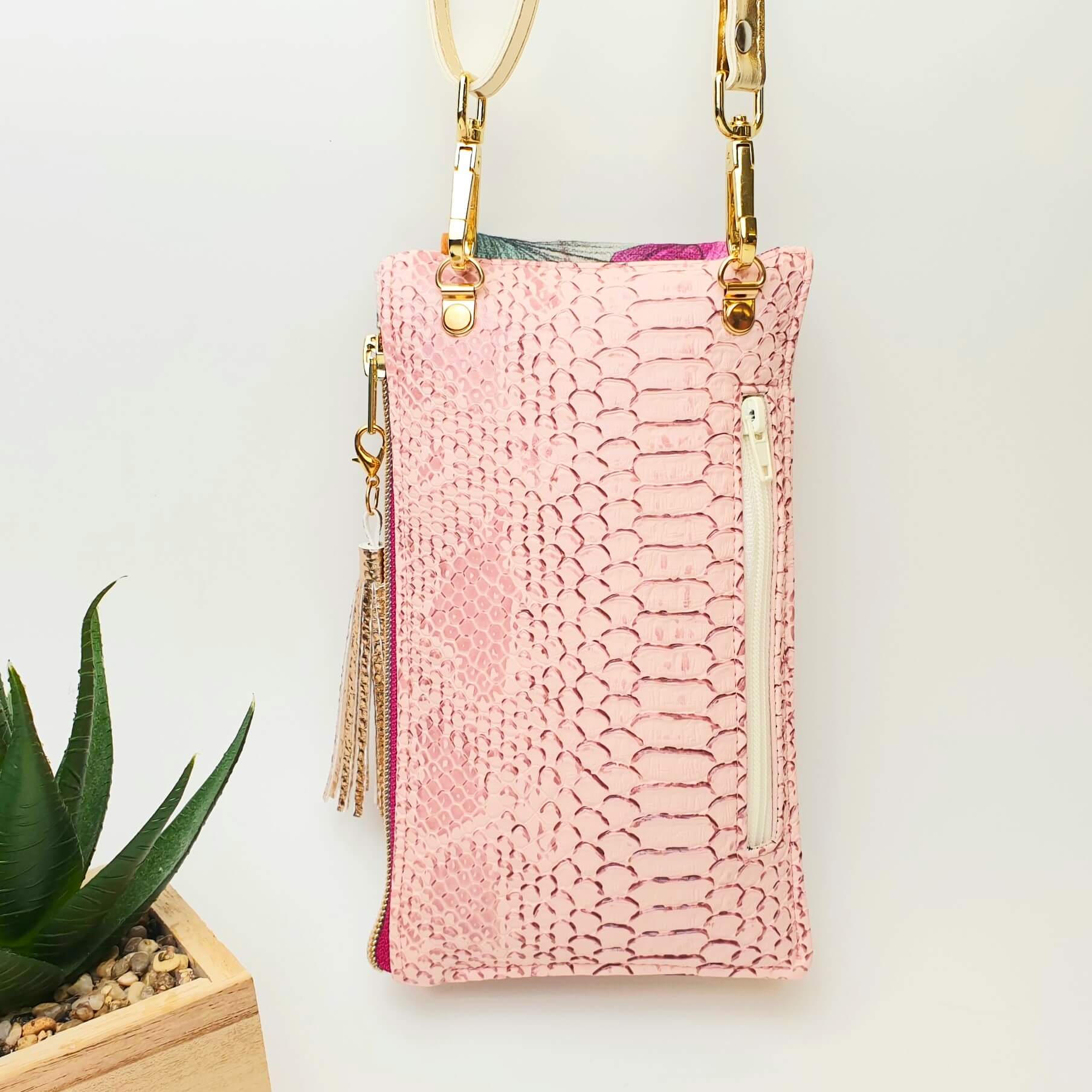 Pochette téléphone Dragon rose dos