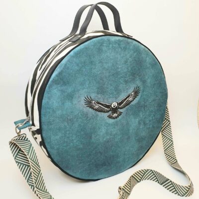 Sac pour tambour chamanique modèle fermé Zèbre 40cm petites anses
