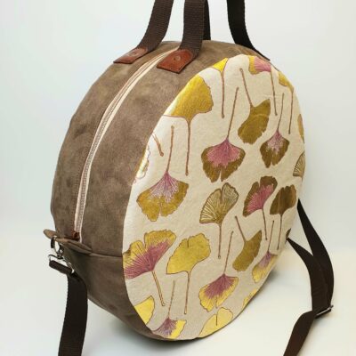 Sac pour tambour chamanique modèle fermé 37cm toile de coton + suédine bandoulière