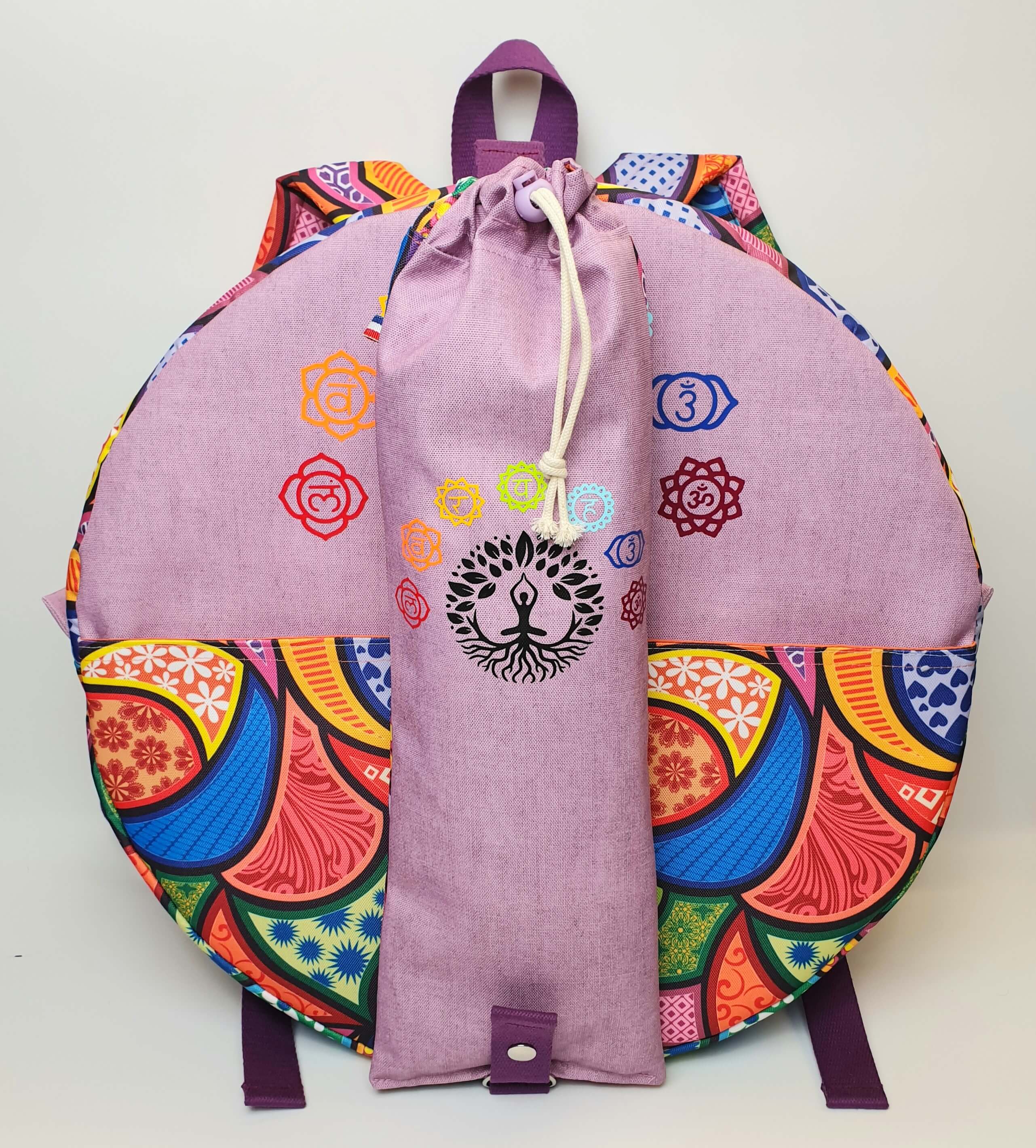 Sac à dos pour tambour chamanique 41cm mauve face