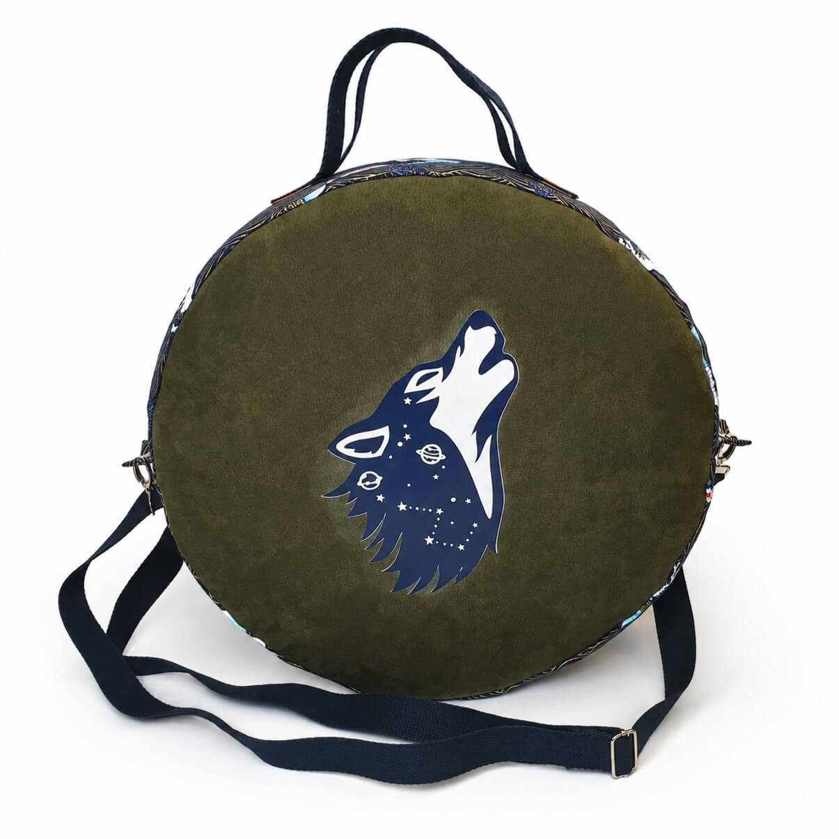 Sac pour tambour chamanique modèle fermé 36cm loup
