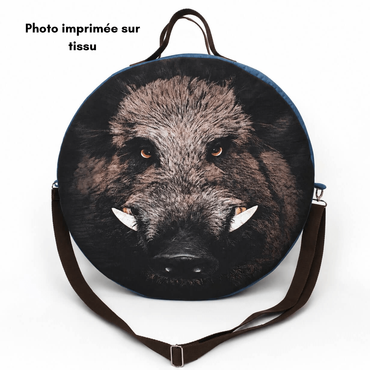 Sac pour tambour chamanique modèle fermé 48cm sanglier face