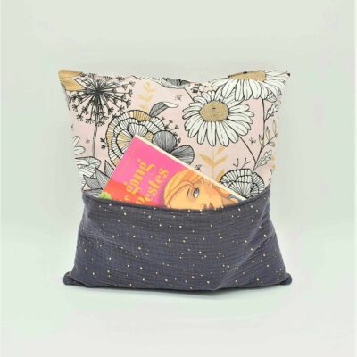 Coussin nomade enfant rose & gris