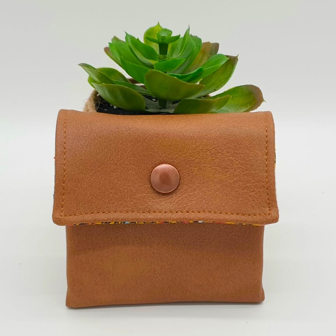 Porte- monnaie & carte simili cuir camel face