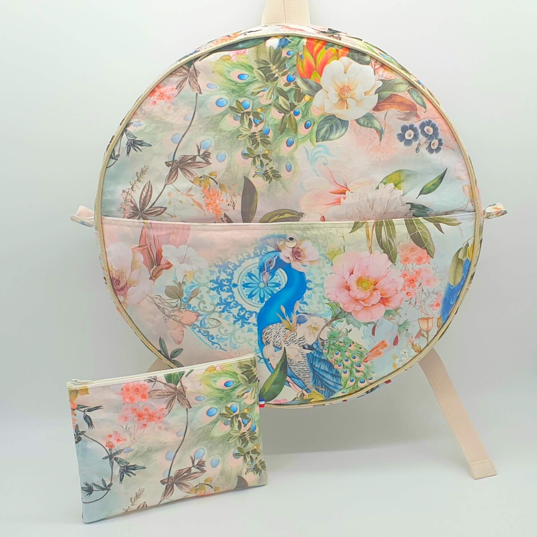 Sac à dos pour tambour chamanique 45 cm velours pochette