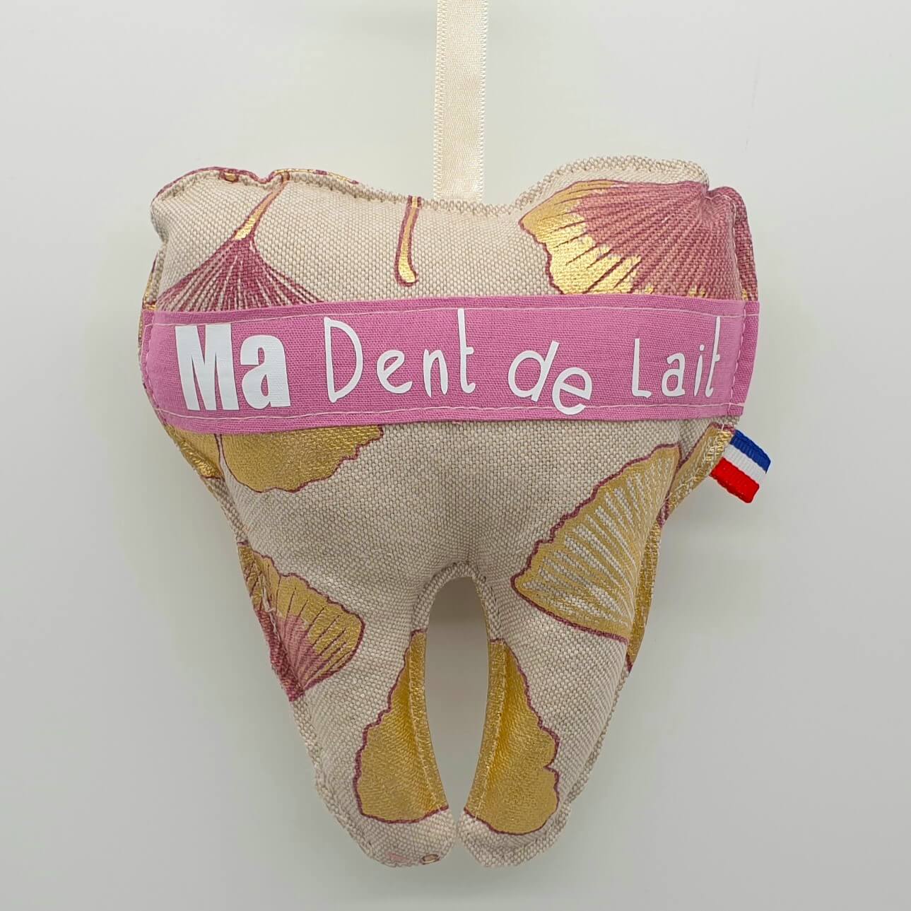 Dent de lait à suspendre parme doré dos
