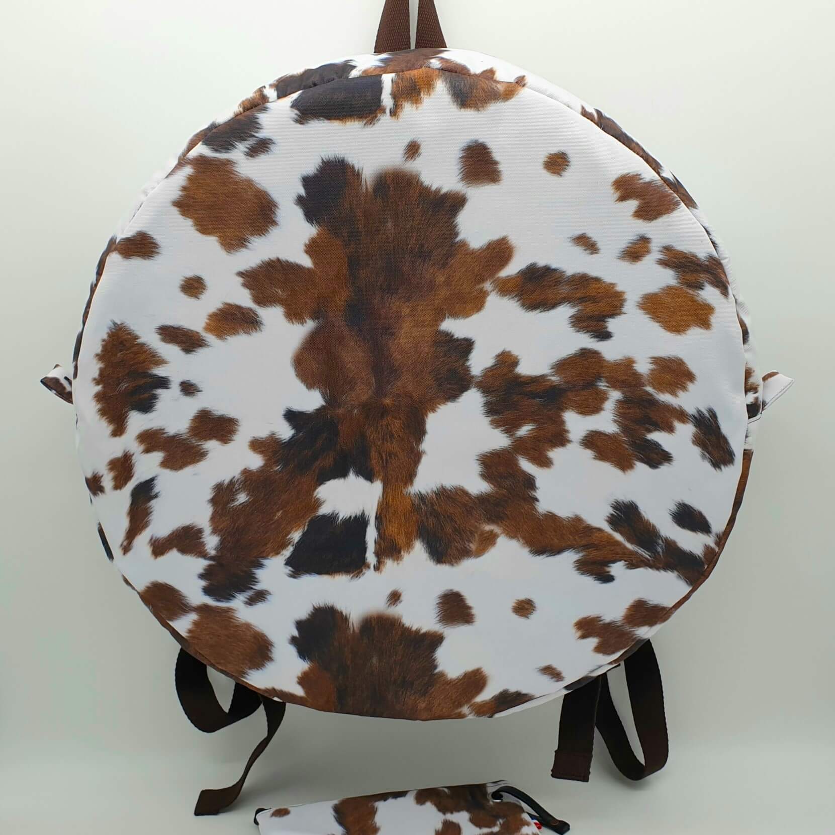 Sac à dos peau de bête pour tambour chamanique 46cm face