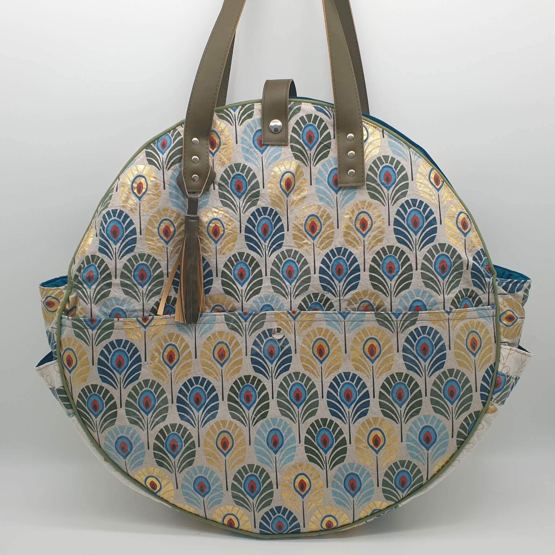 Sac pour tambour chamanique 45 cm modèle ouvert bleu face