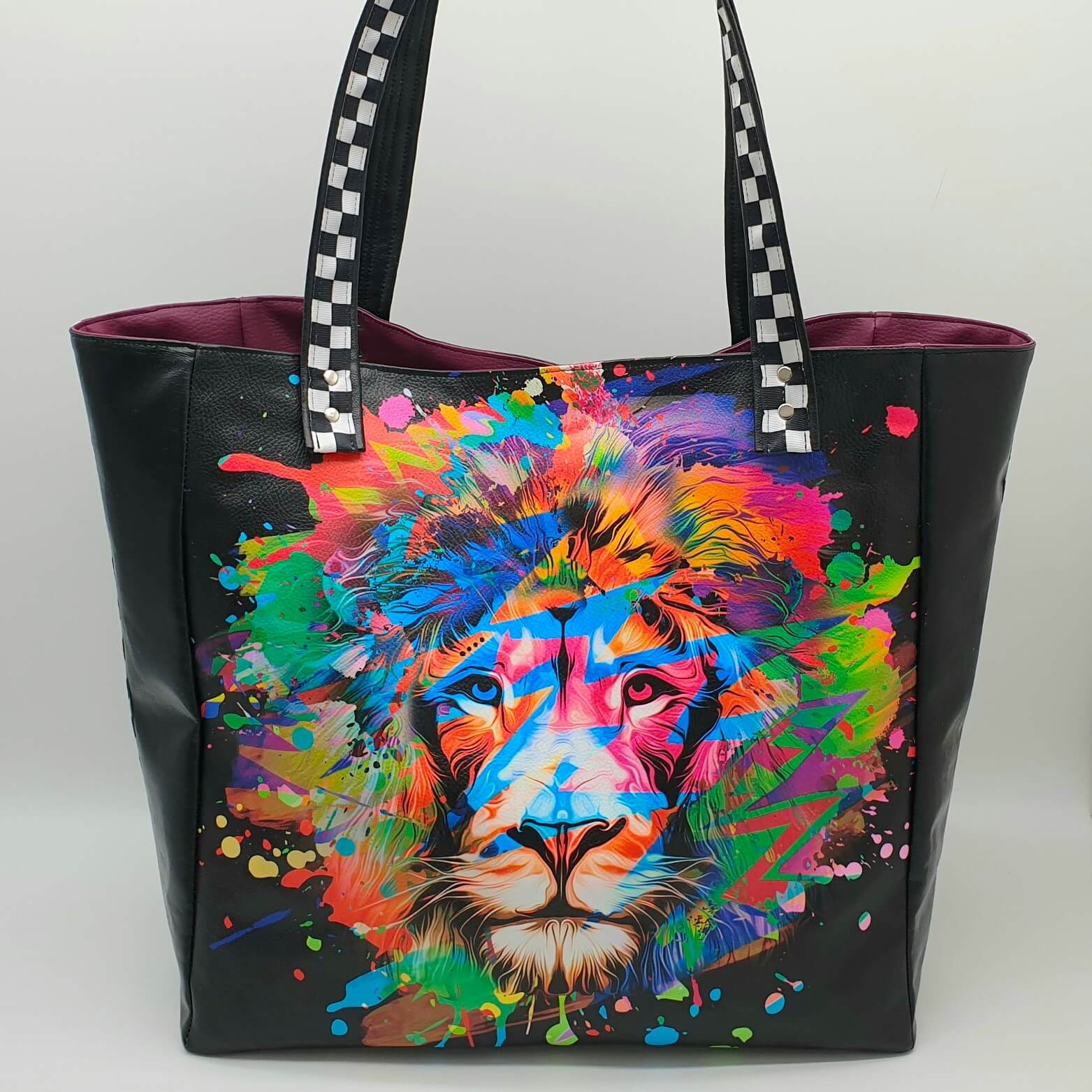 Cabas lion multicolore face 1