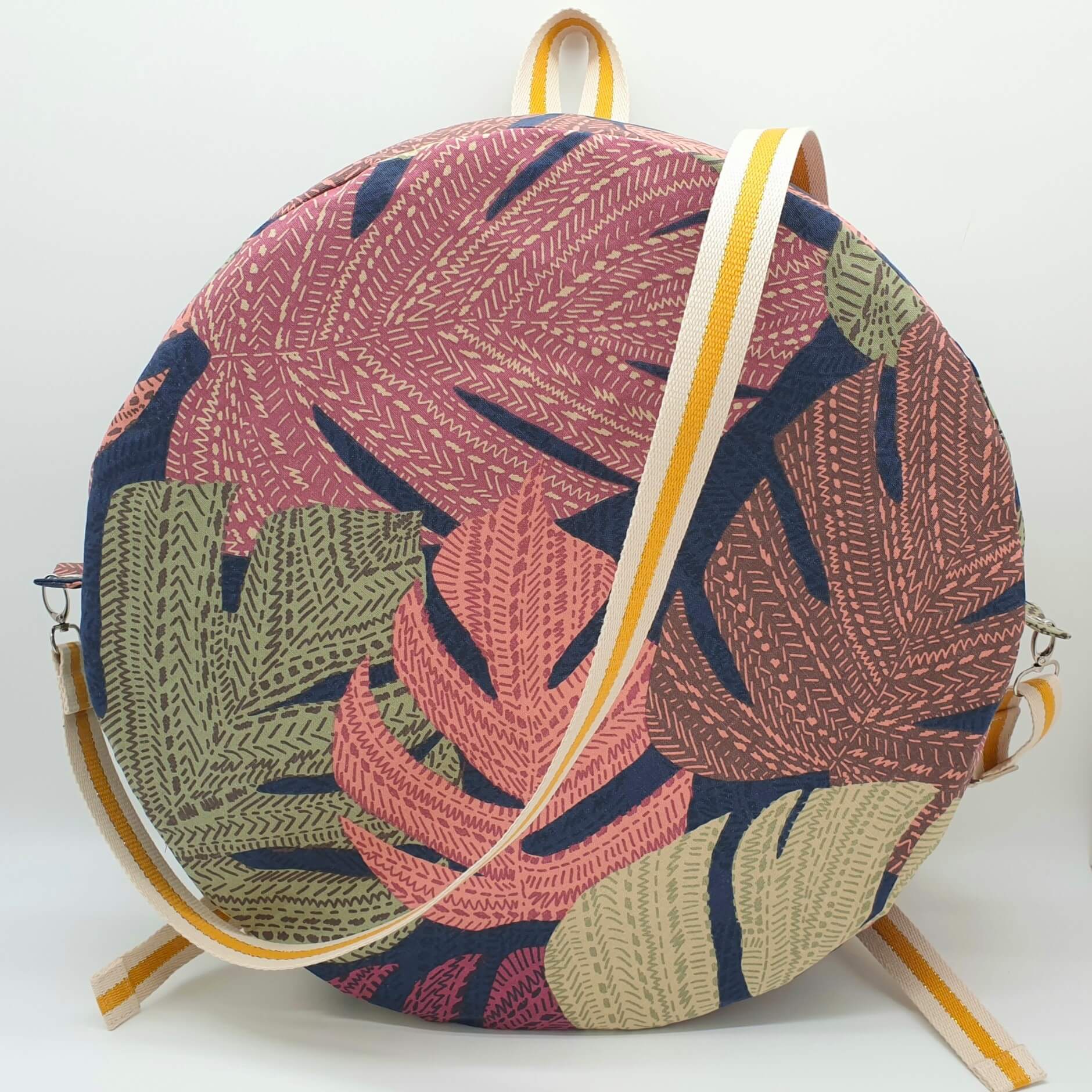 Sac à dos pour tambour chamanique 45 cm Tissu palmes bandoulière