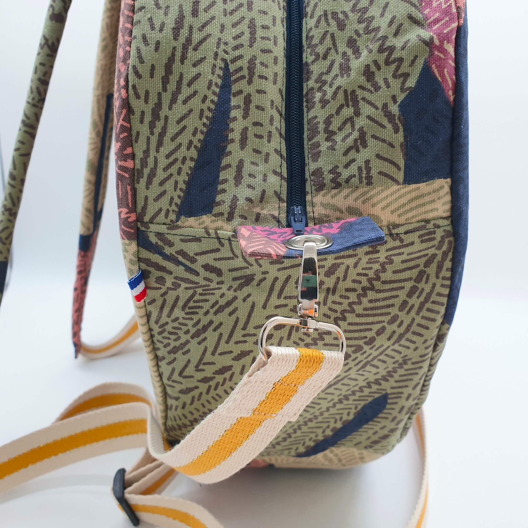 Sac à dos pour tambour chamanique 45 cm Tissu palmes contour