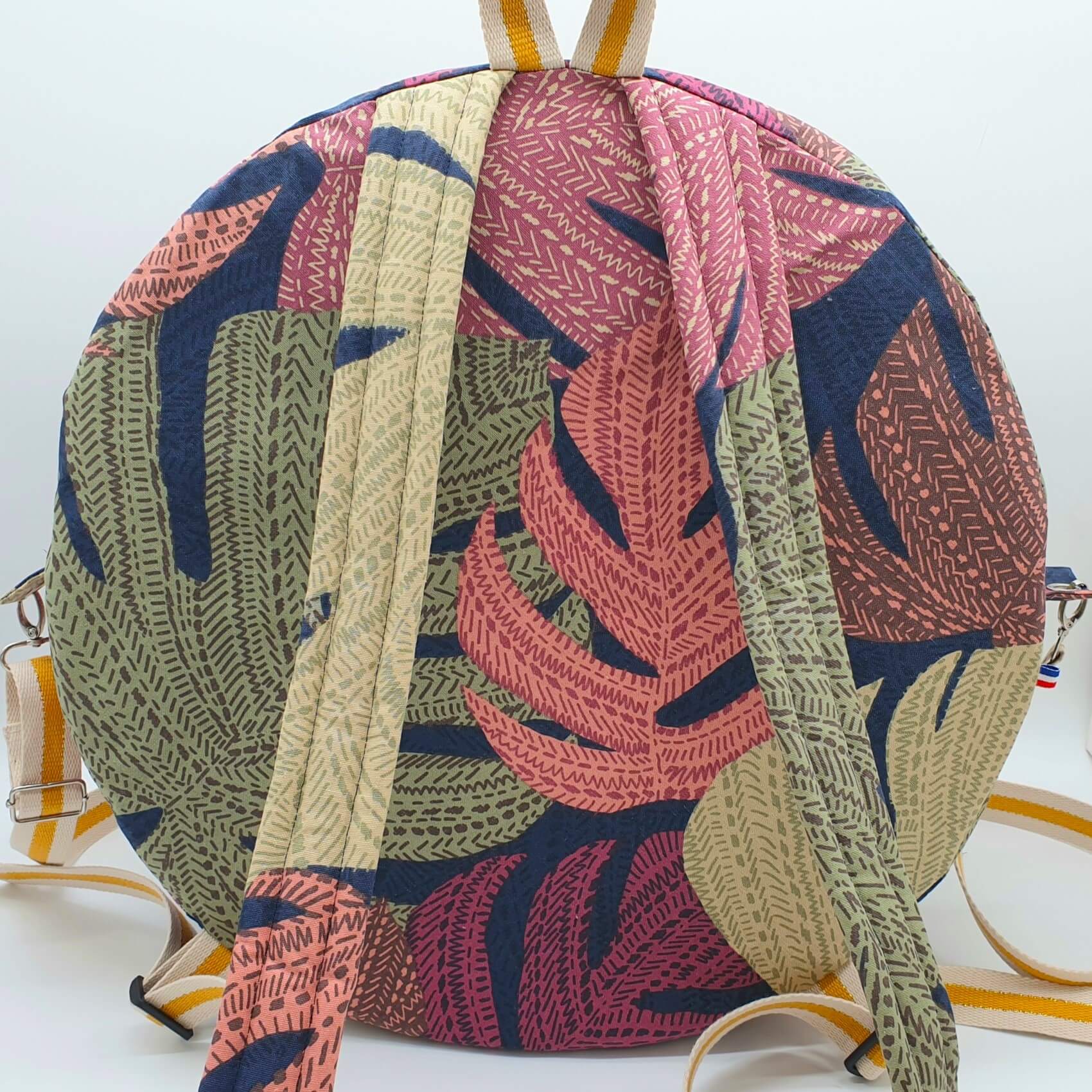 Sac à dos pour tambour chamanique 45 cm Tissu palmes dos