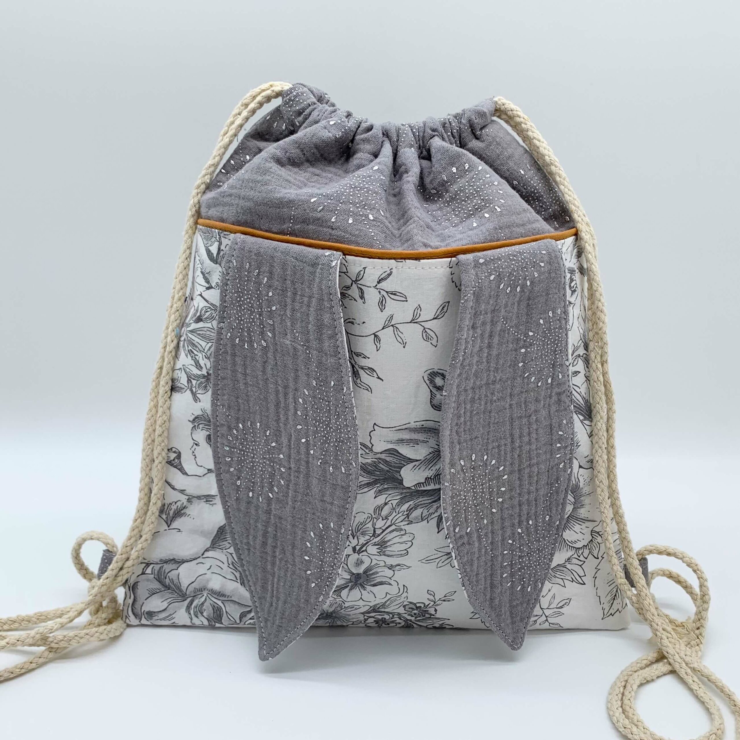 Sac à dos lapin Gris et blanc