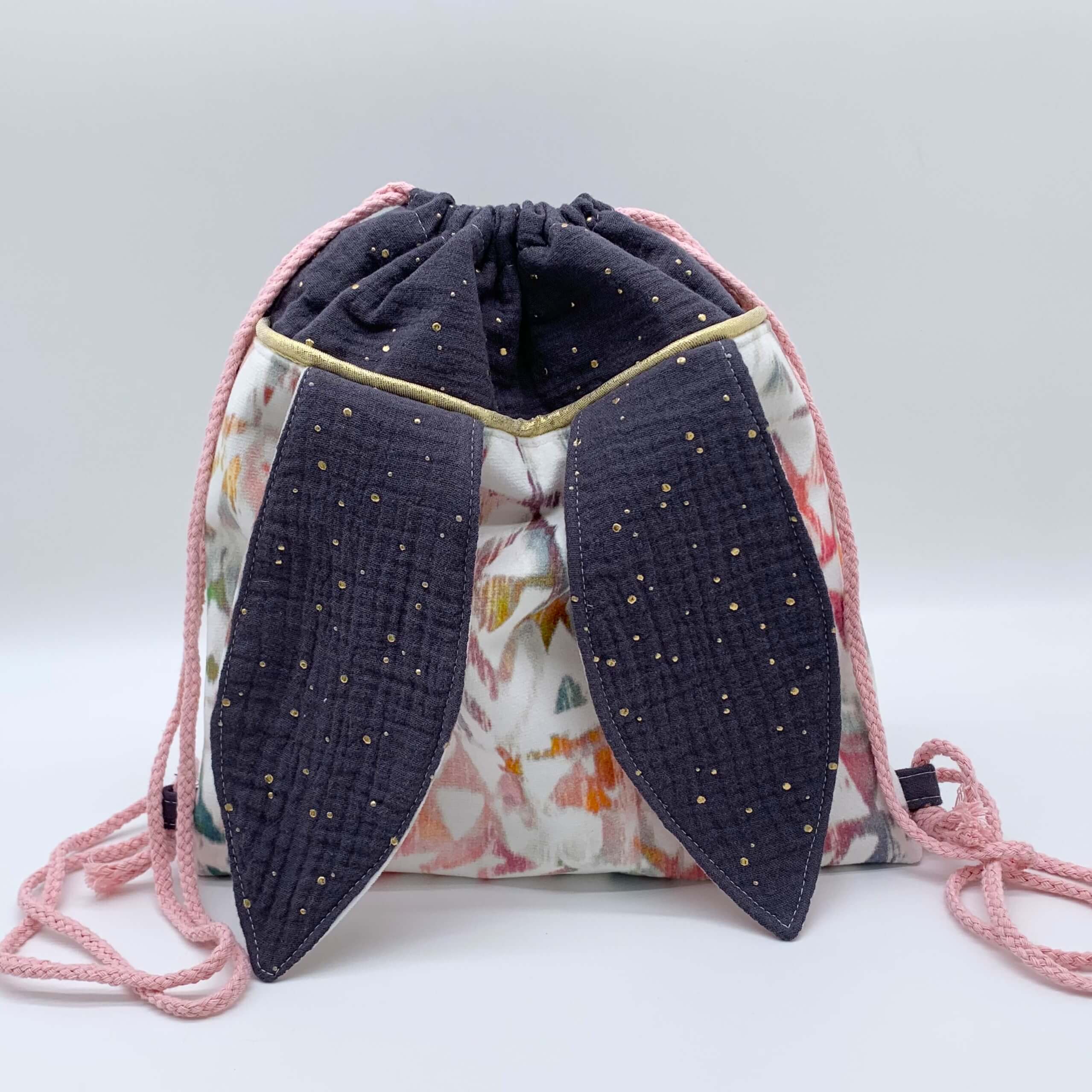 Sac à dos lapin Gris et rose