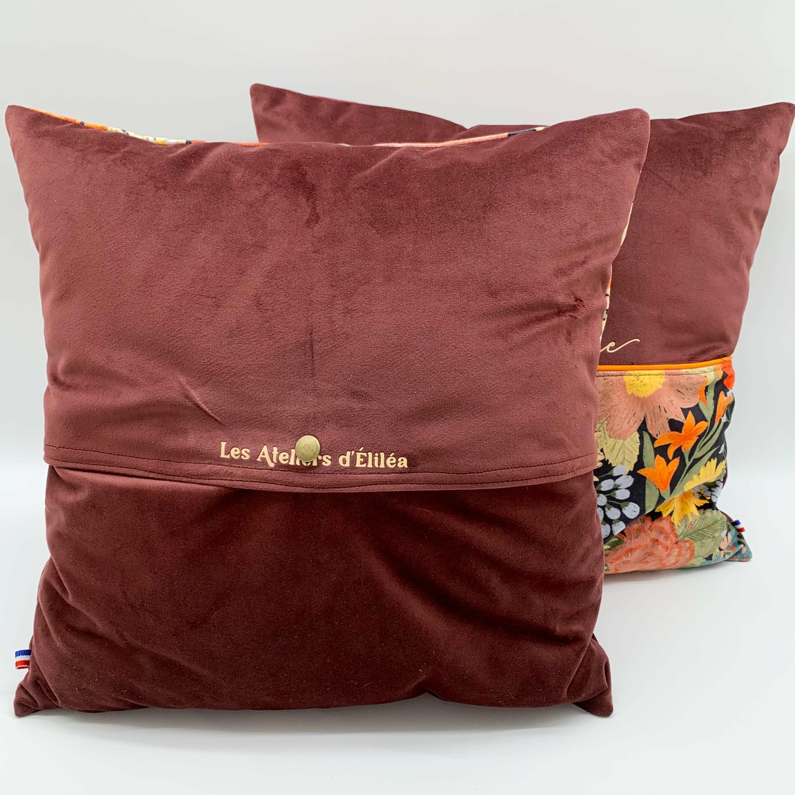Coussin 40cm x 40cm prune dos