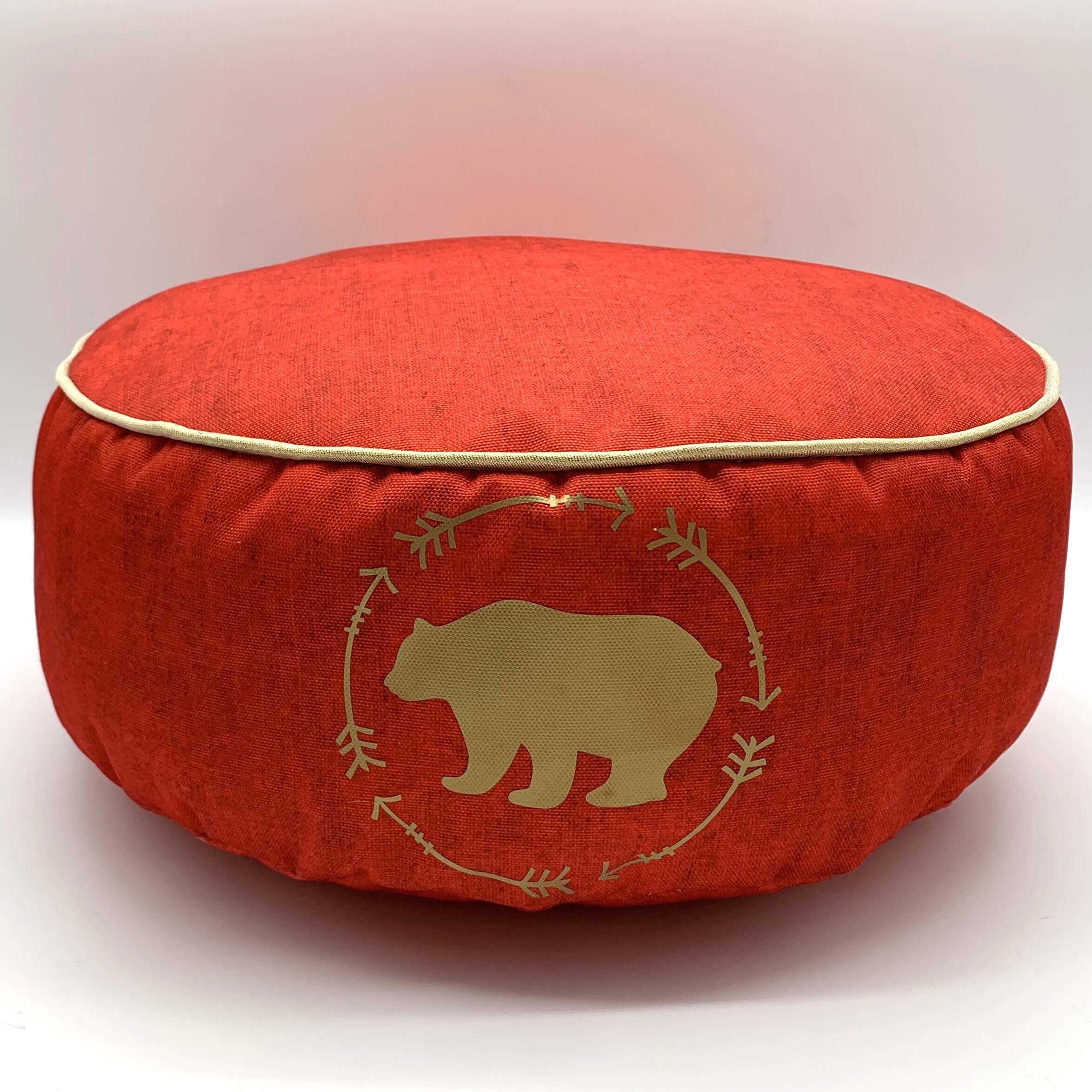 Coussin de méditation rond passepoillé avec flocage