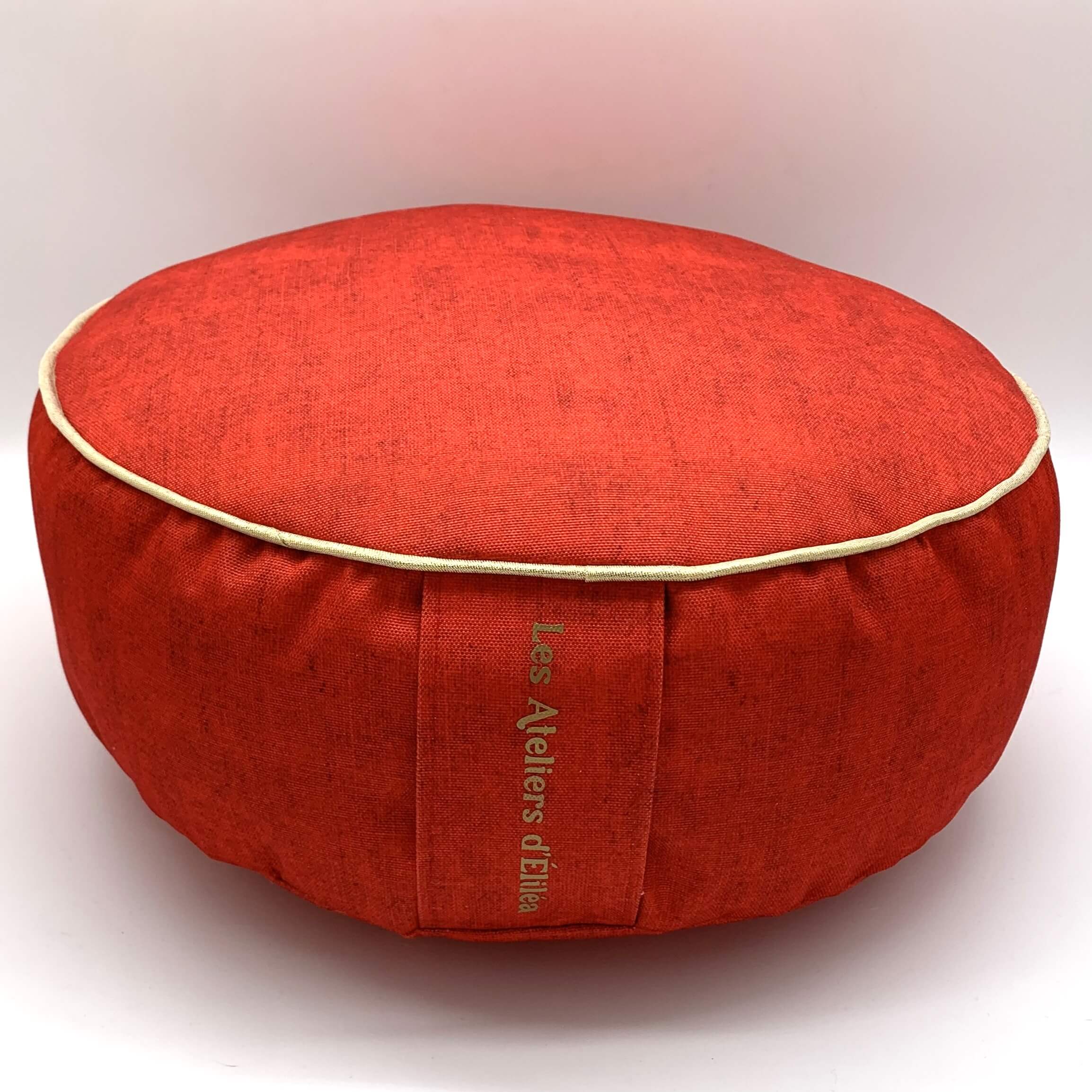 Coussin de méditation rond passepoillé poignée de transport