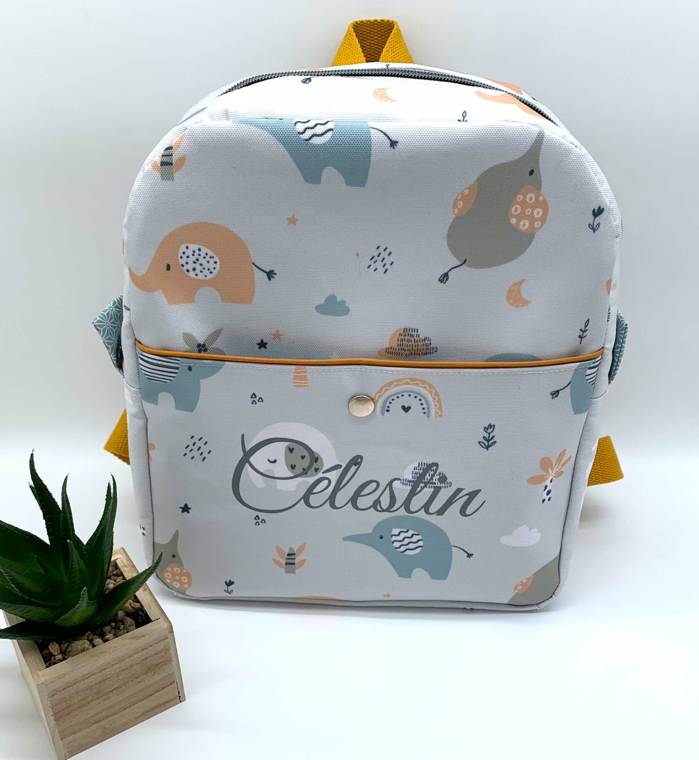Sac à dos isotherme enfant éléphant prénom bis