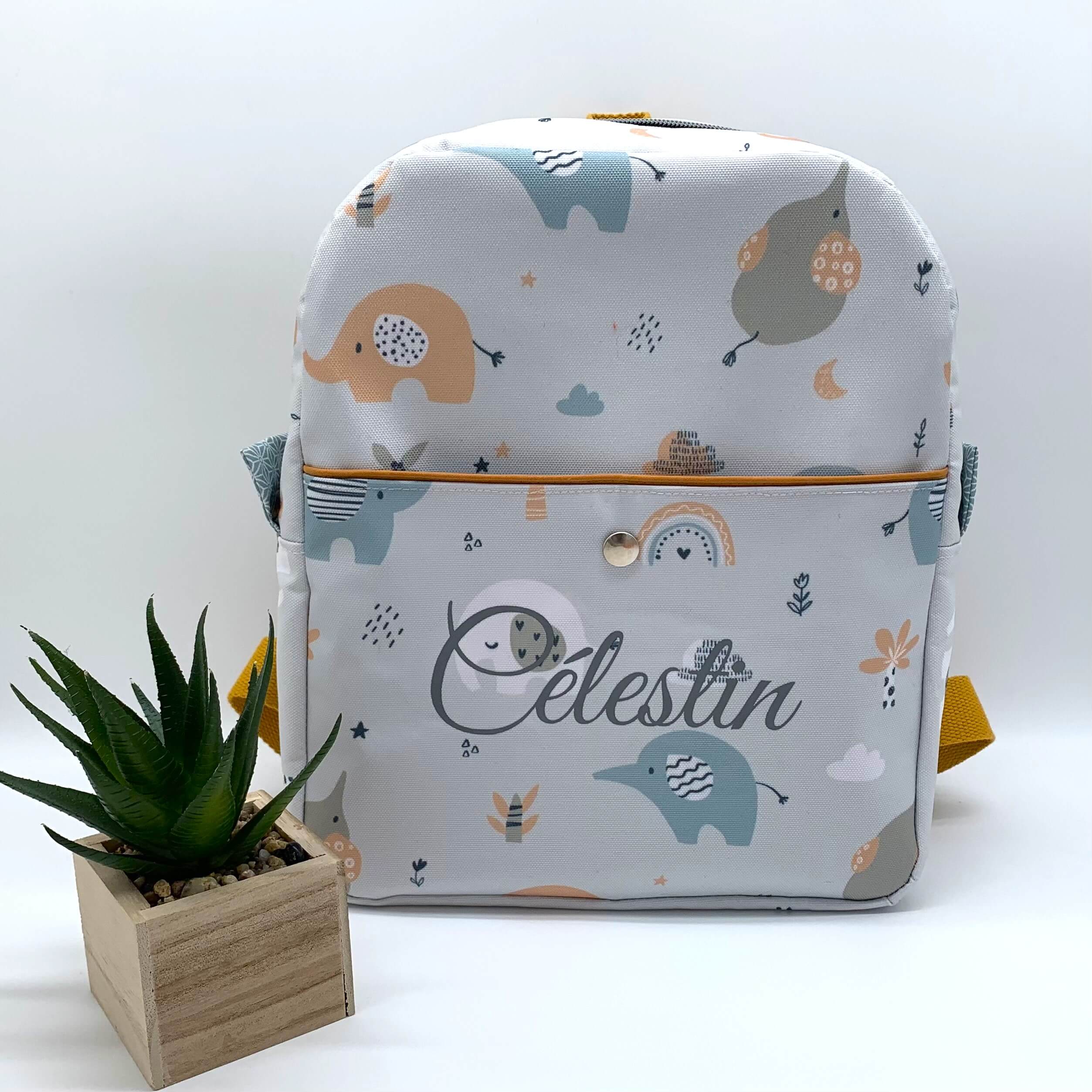 Sac à dos isotherme enfant éléphant prénom