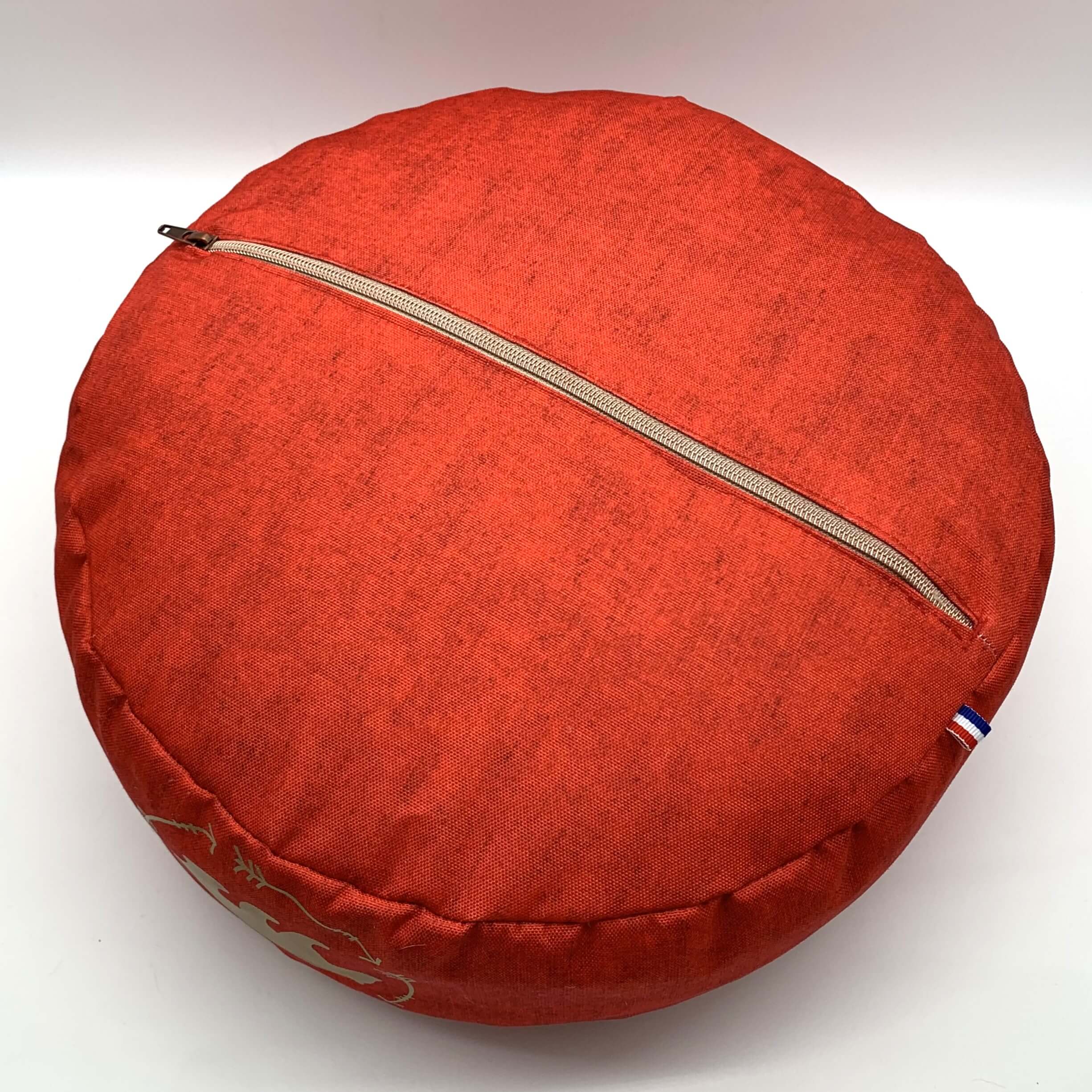 coussin de méditation rond passepoilé dos zippé