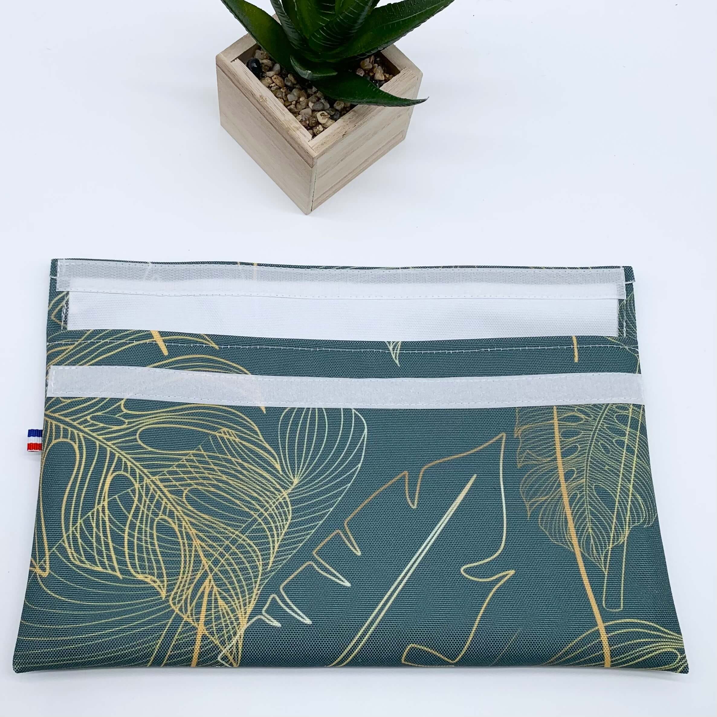 pochette à sandwich réutilisable art déco vert doublure