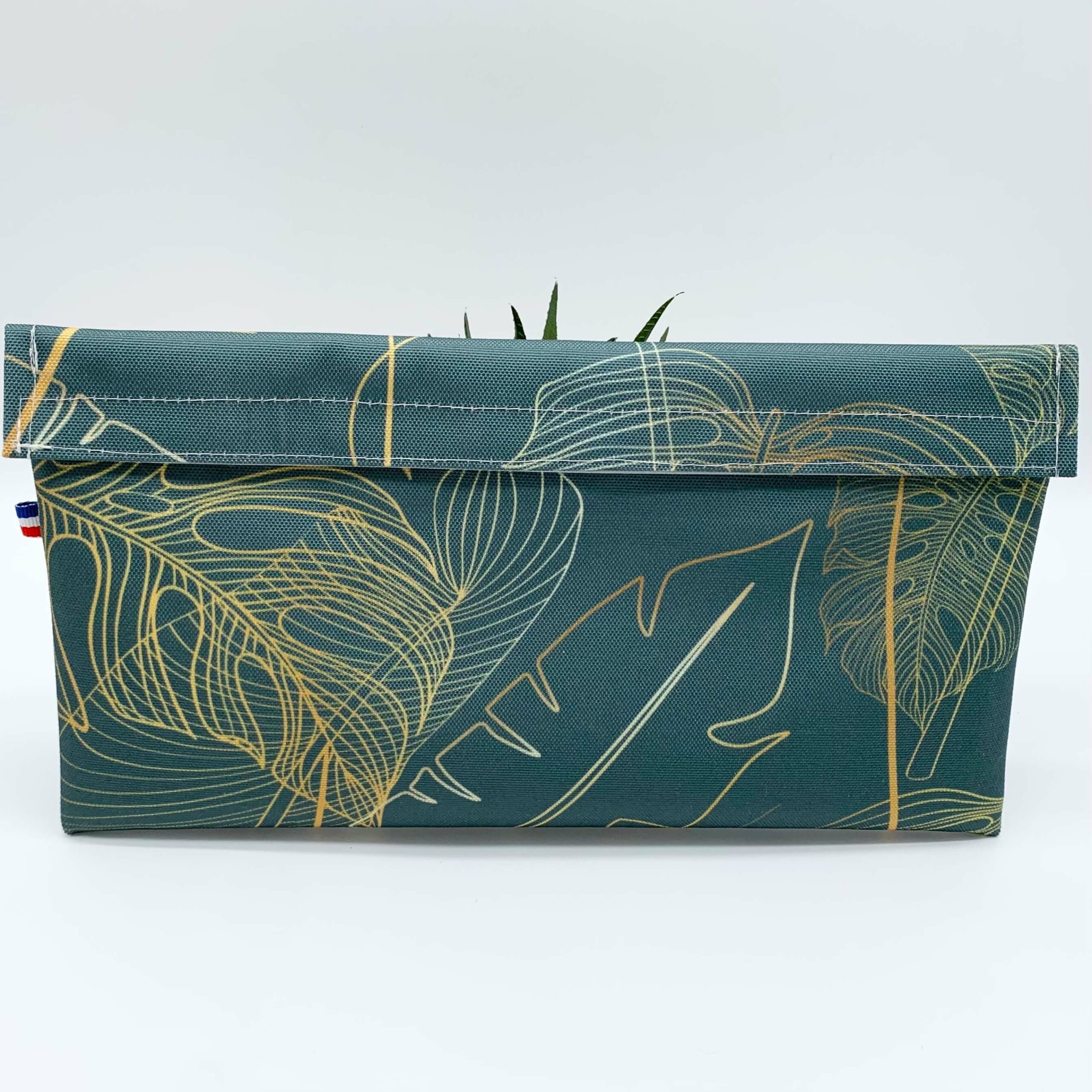 pochette à sandwich réutilisable art déco vert face
