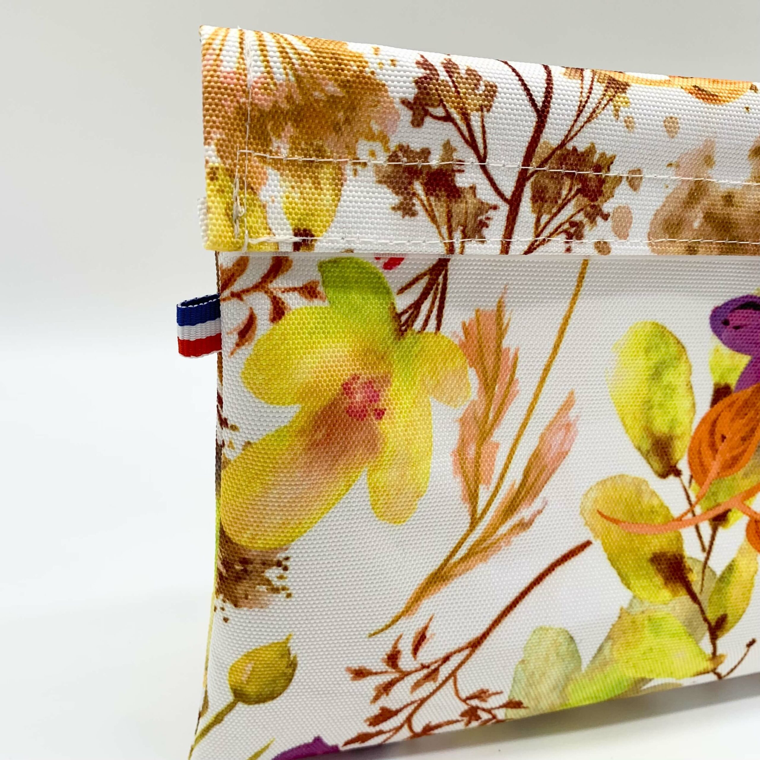 pochette à sandwich réutilisable fleur ruban tricolore