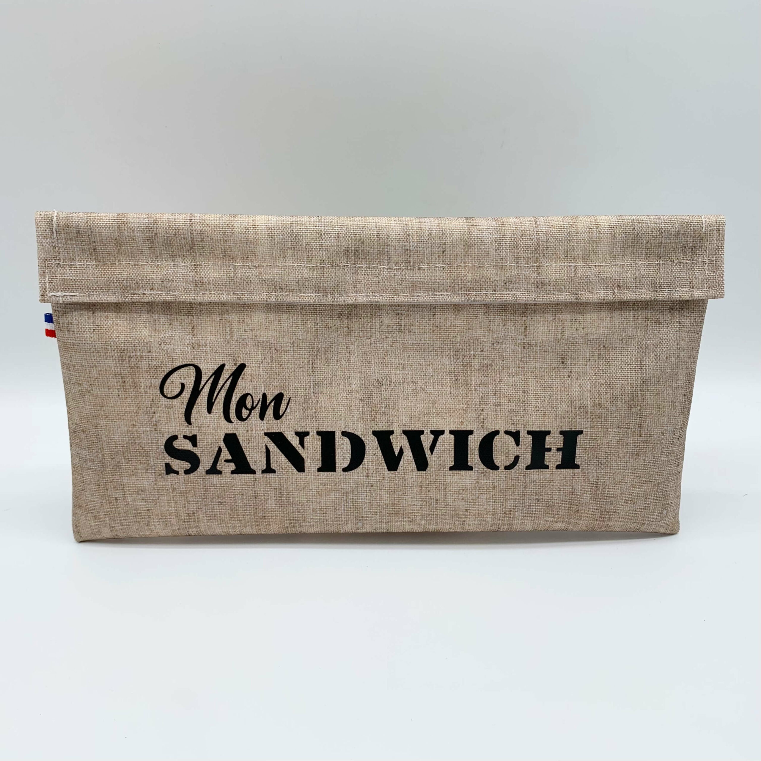 pochette à sandwich réutilisable naturel face bis