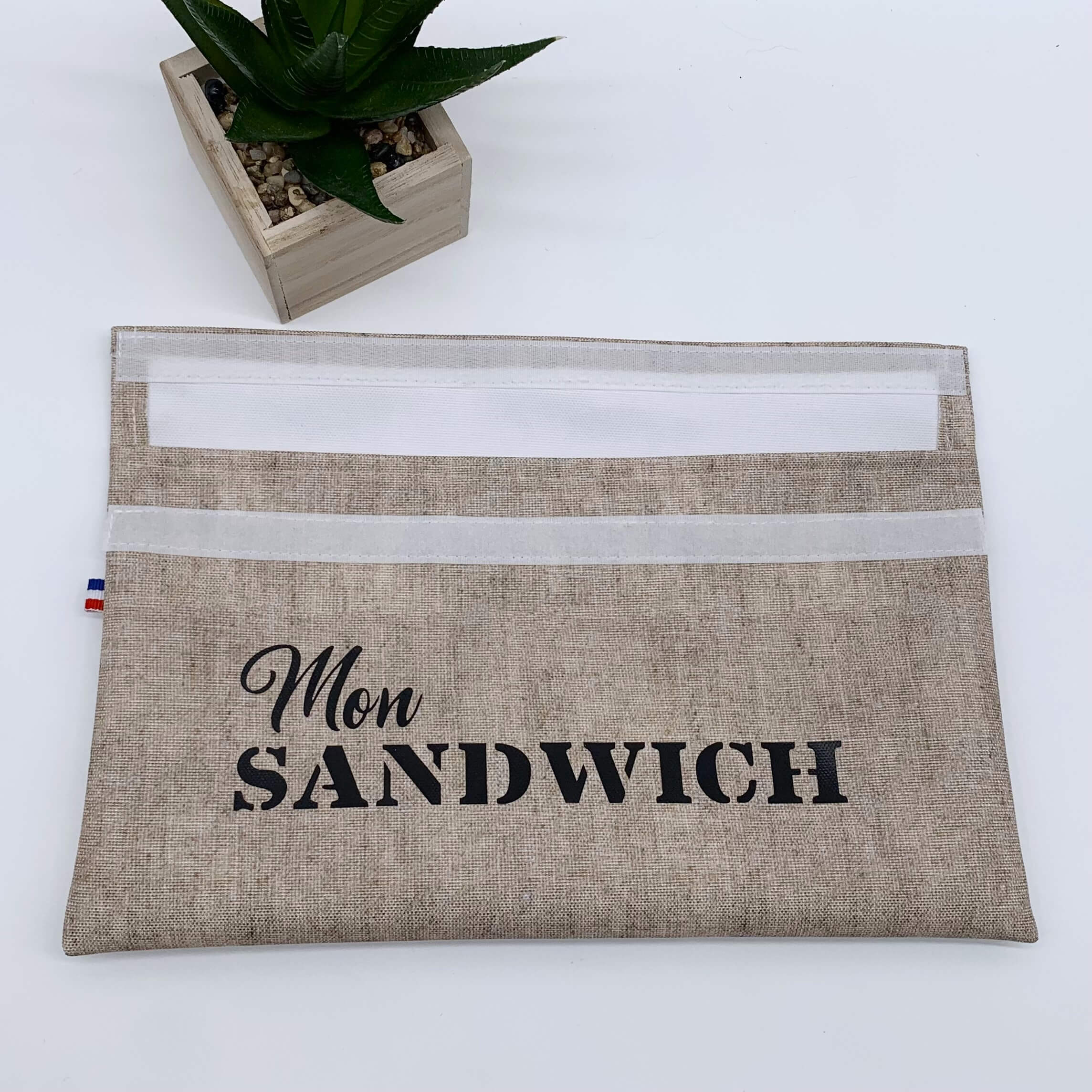 pochette à sandwich réutilisable naturel face