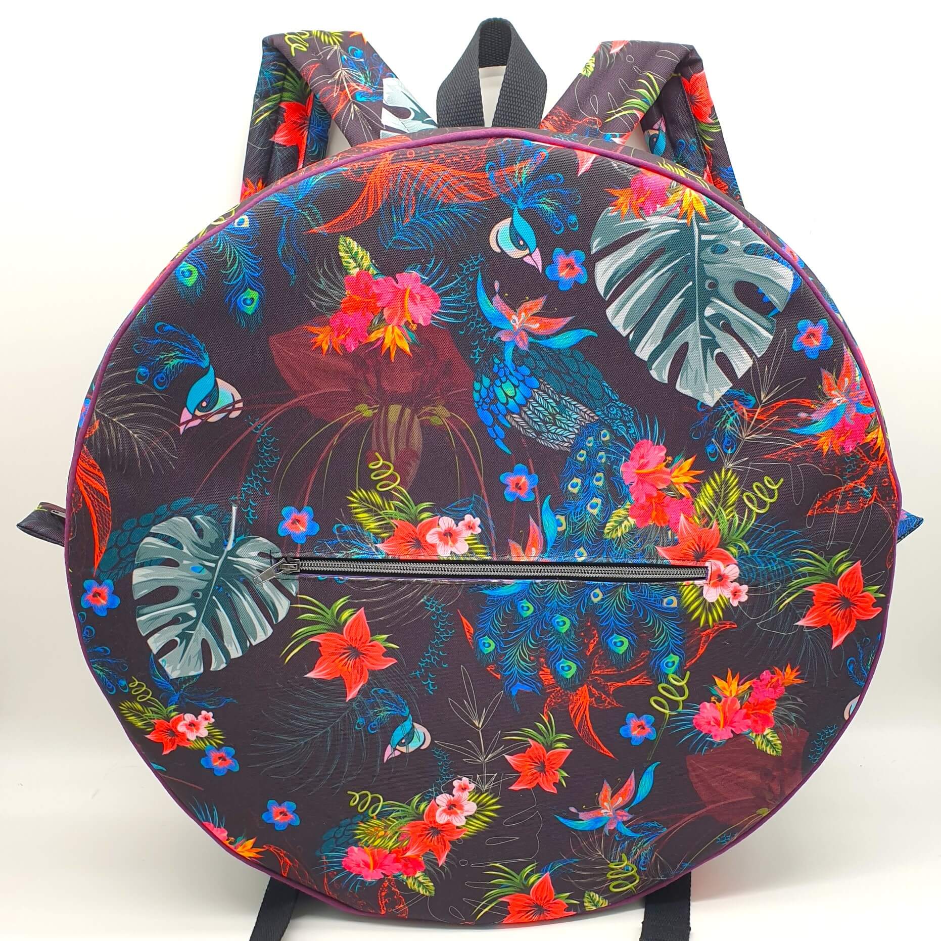 Sac à dos pour tambour chamanique 46cm paon face