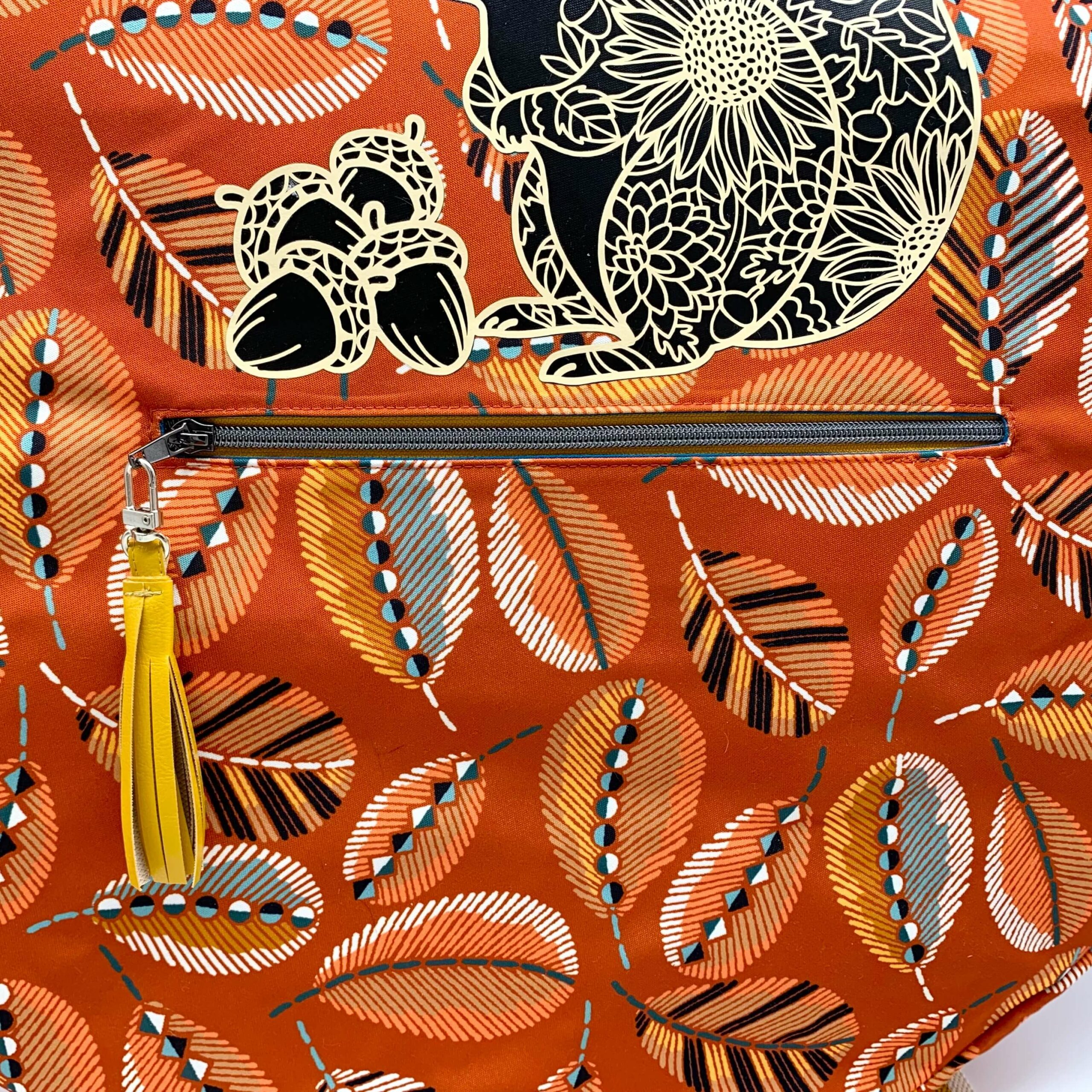 Sac à dos pour tambour chamanique 51cm poche zippée et pompon