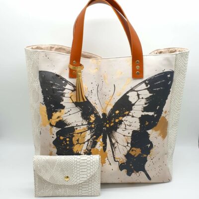Cabas panneau papillon portefeuille