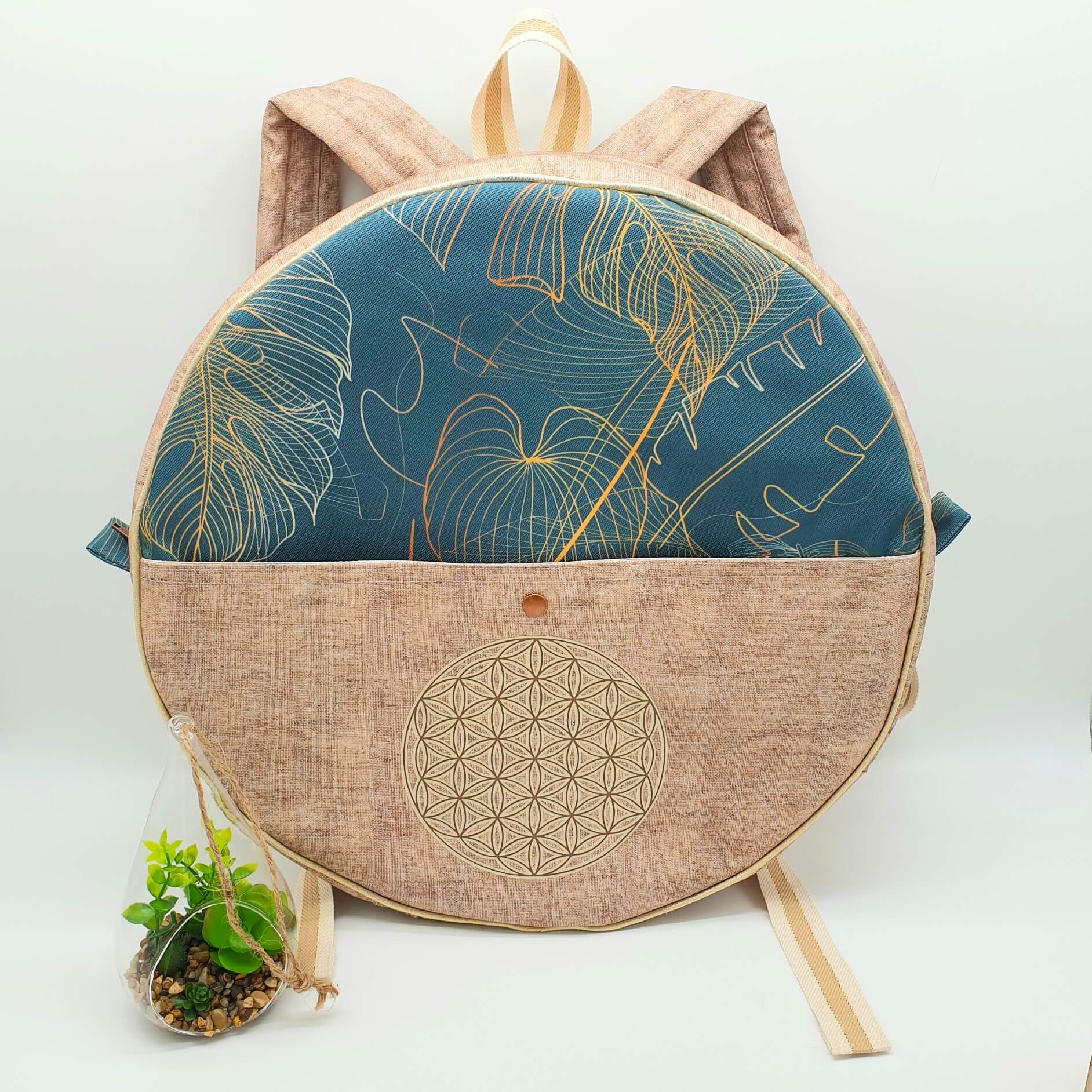 Sac à dos pour tambour chamanique 40cm Fleur de vie face
