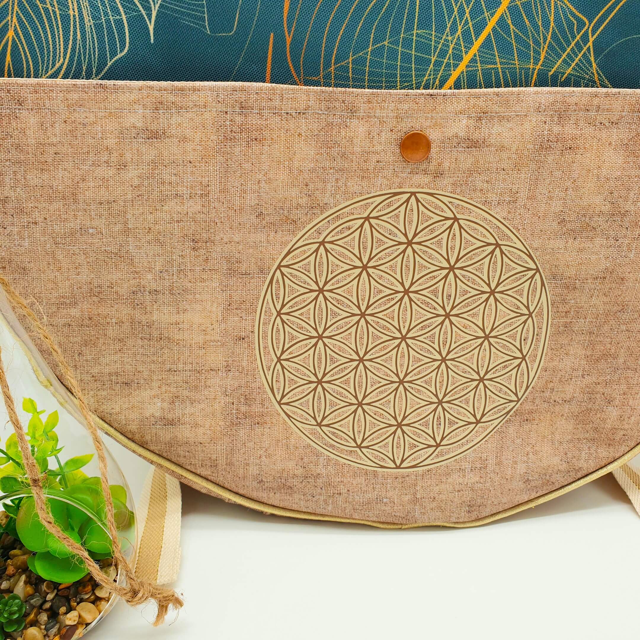 Sac à dos pour tambour chamanique 40cm Fleur de vie transfert