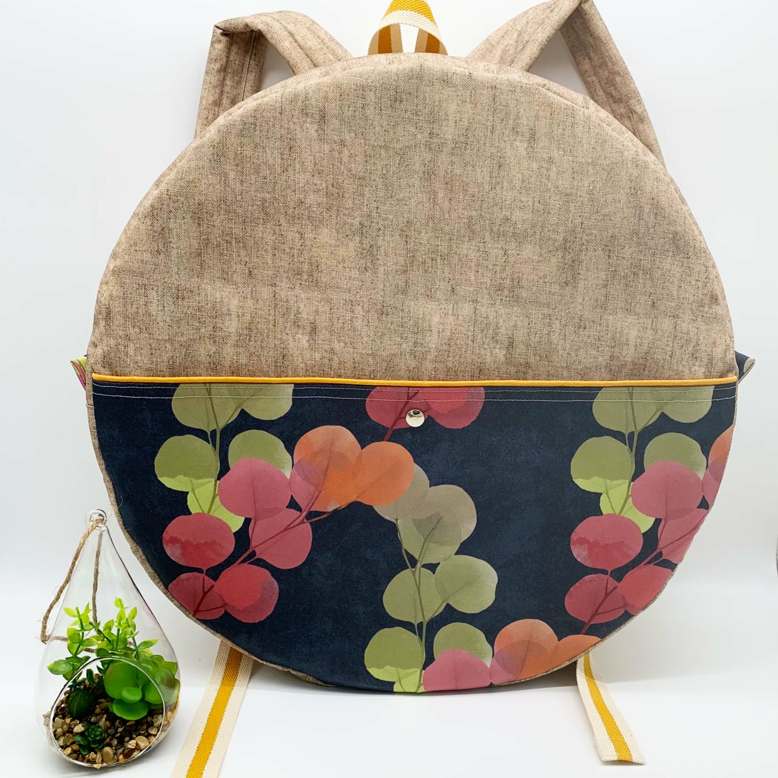 Sac à dos pour tambour chamanique 45 cm Eucalyptus face