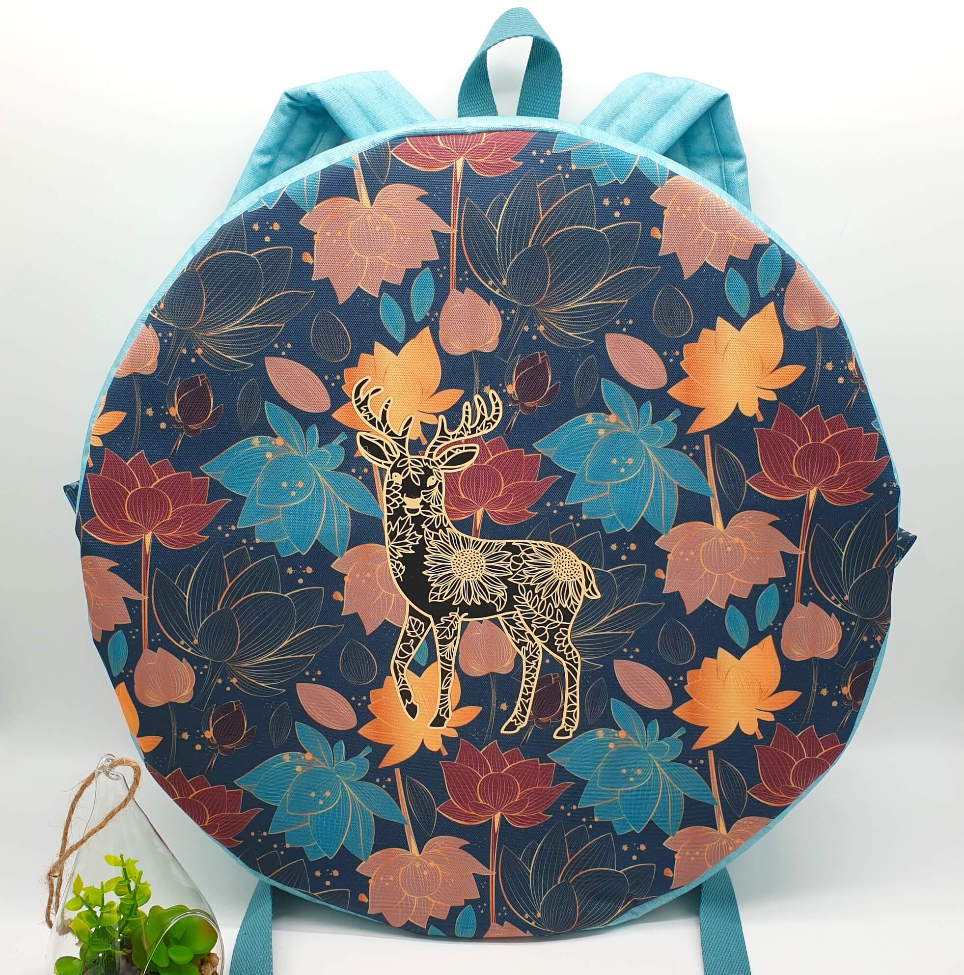Sac à dos pour tambour chamanique 46cm lotus marron face