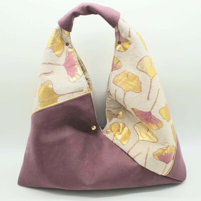 Sac origami or & aubergine face