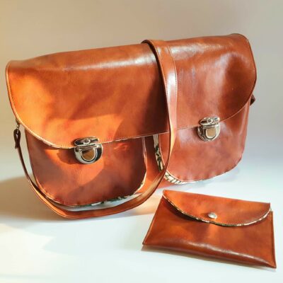 Besace cartable simili cuir portefeuille assorti