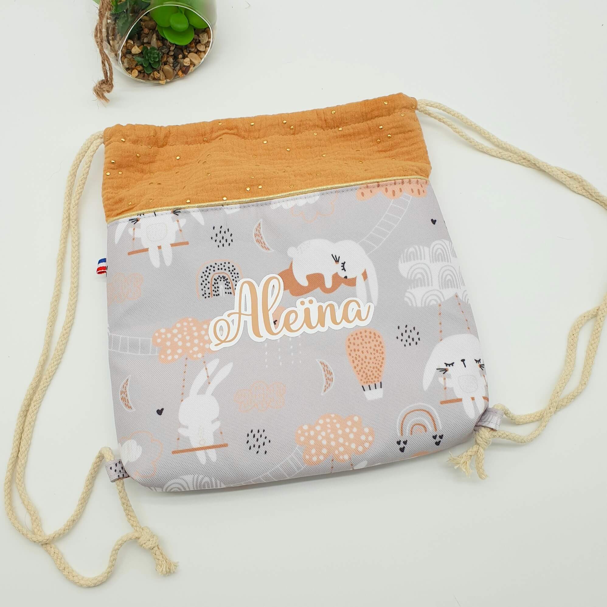 Sac à dos enfant personnalisé Lapin gris
