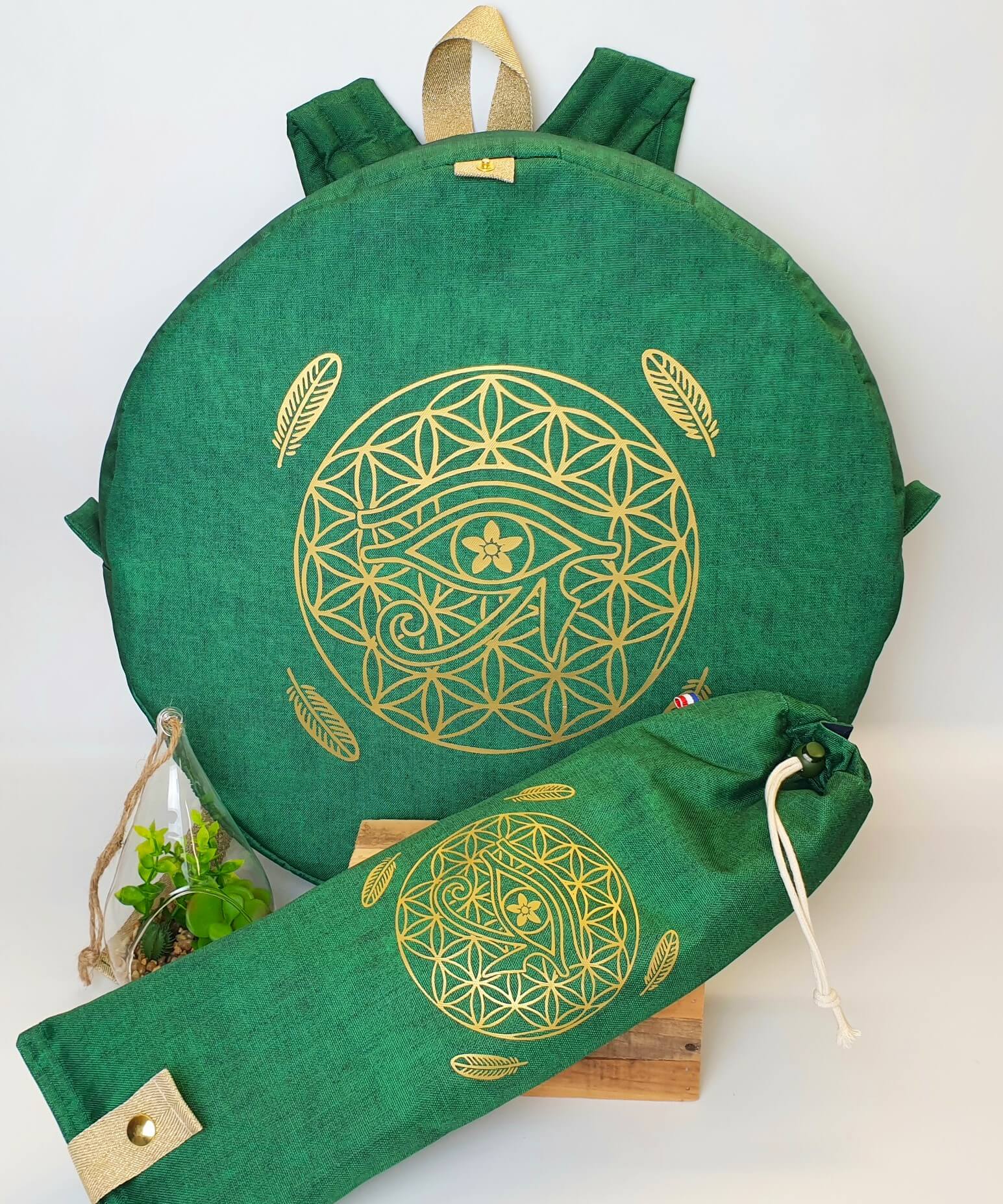 Sac à dos pour tambour chamanique 41cm vert prairie