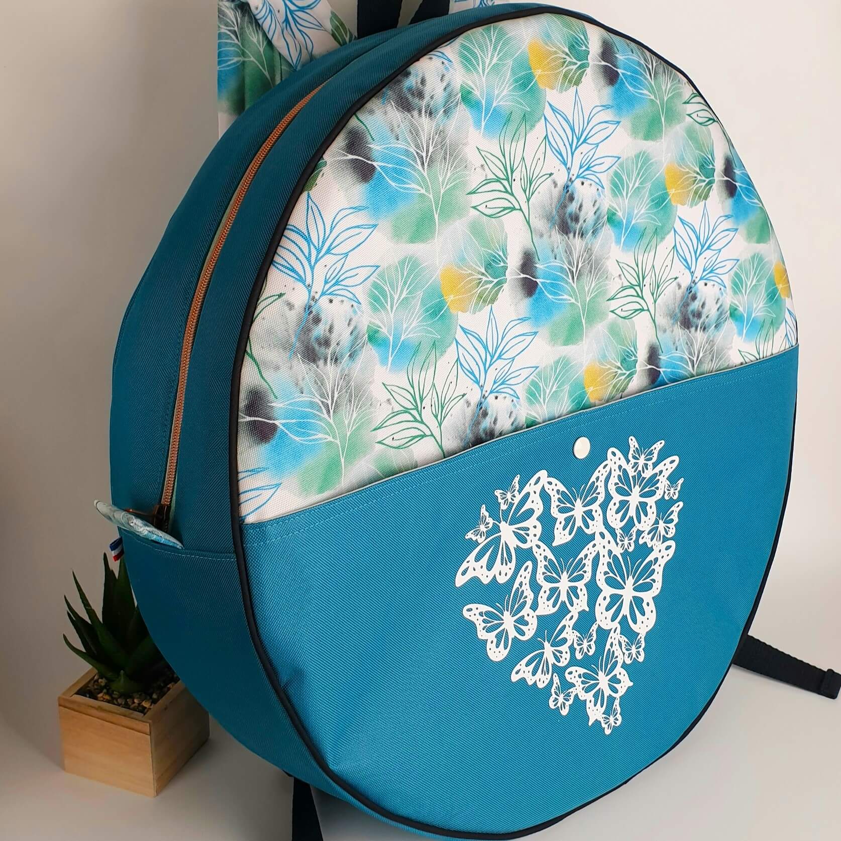 Sac à dos pour tambour chamanique 48cm passepoil noir