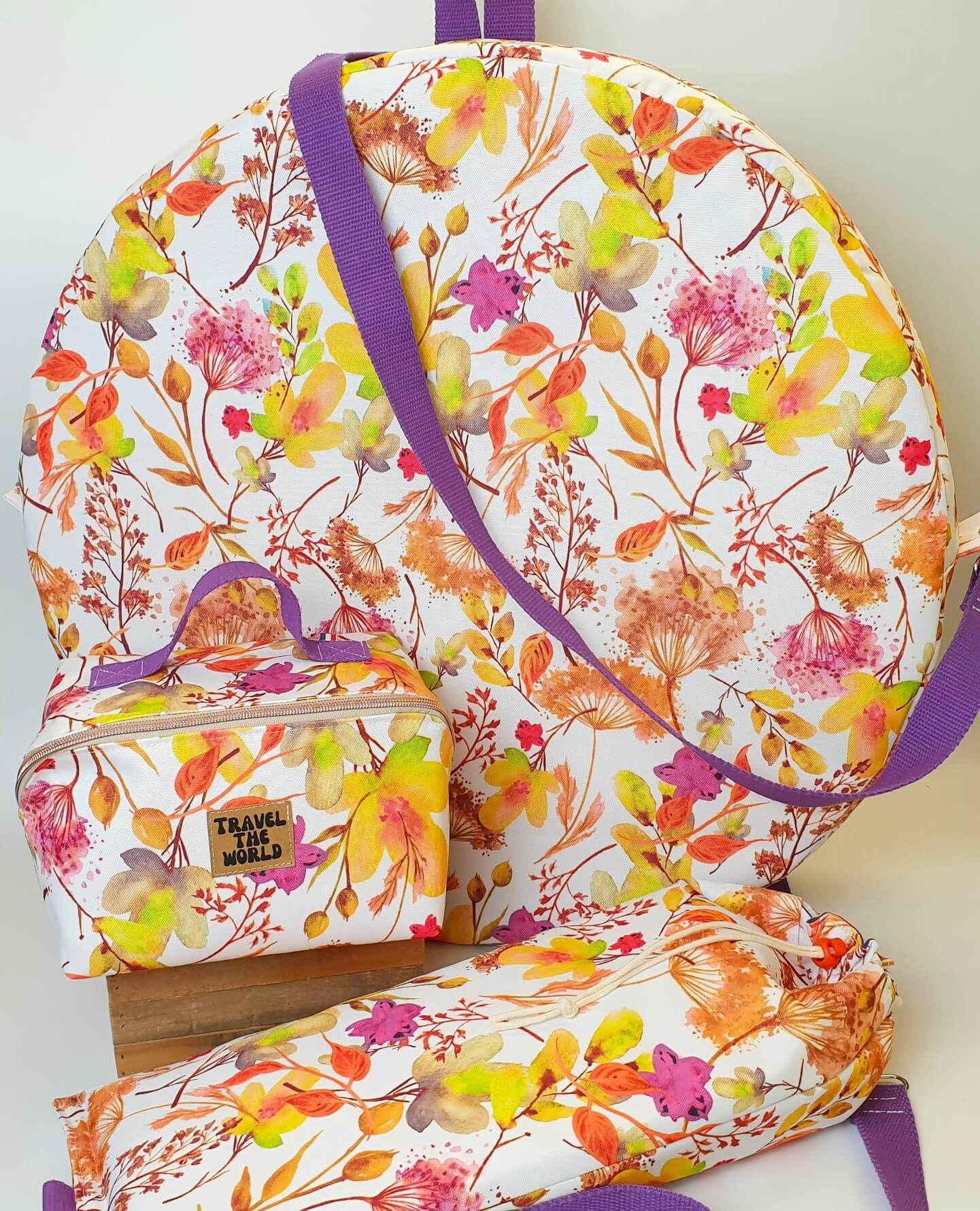 Sac à dos pour tambour chamanique 54cm + mailloche + trousse cosmétique